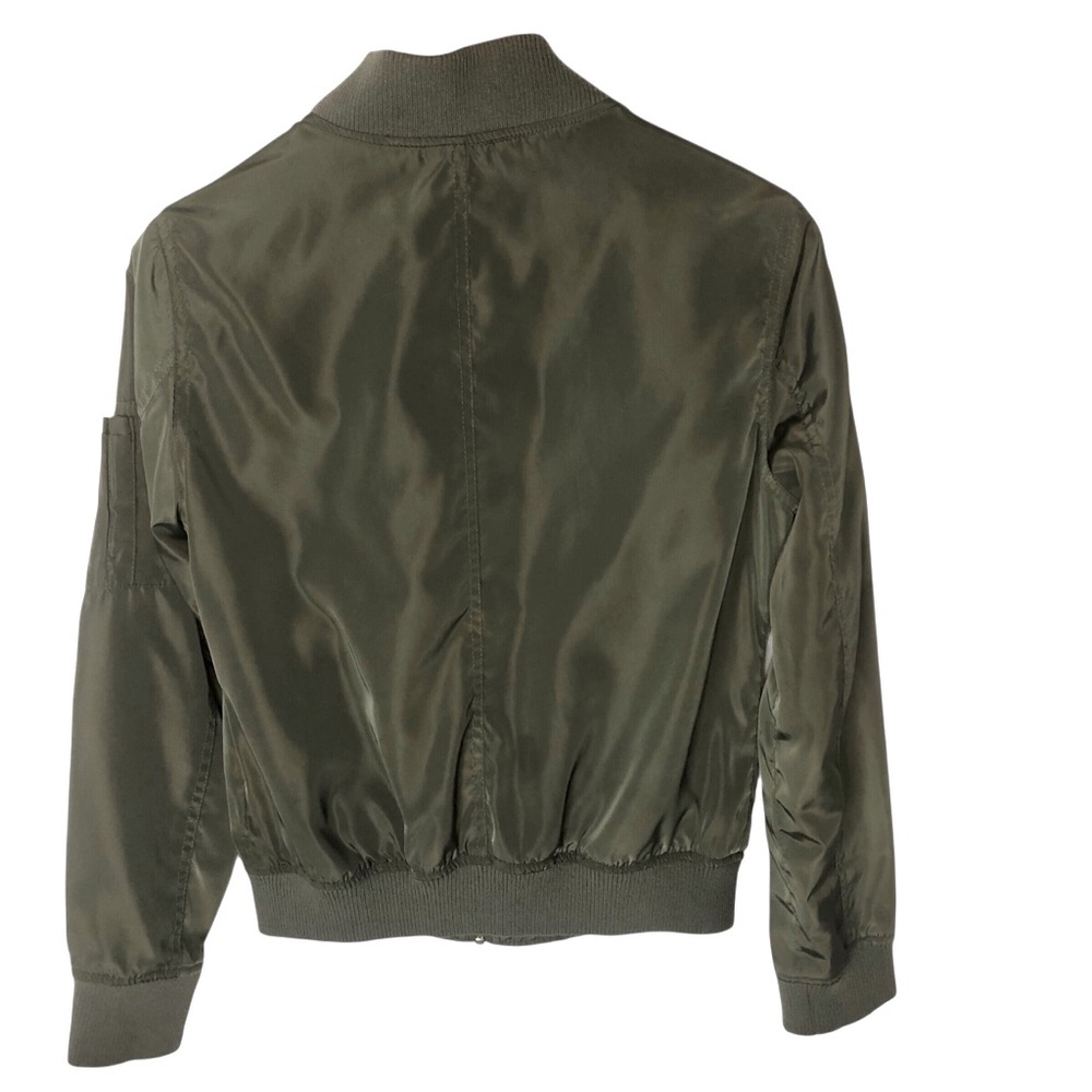Vtg Y2K Charlotte Russe Satin Bomber Jacket Sz M Olive Green Street Grunge Rock - Picture 5 of 9